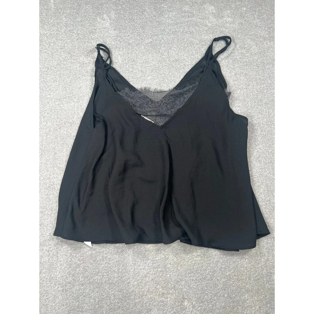 Intimately Free People Black Lace Trim Cami Tank Top XS V-Neck Adjustable Straps